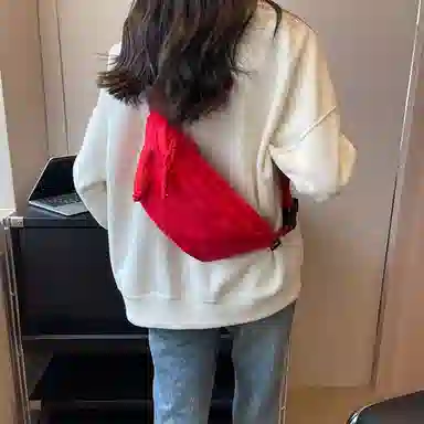 帕克熊 日系轻便男女学生休闲运动 帆布 斜挎包胸包背包腰包运动帆布包单肩包 常规 男女同款情侣款 桔色/米白色/粉色/红色/黑色