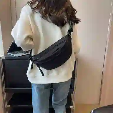 帕克熊 日系轻便男女学生休闲运动 帆布 斜挎包胸包背包腰包运动帆布包单肩包 常规 男女同款情侣款 桔色/米白色/粉色/红色/黑色