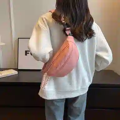 帕克熊 日系轻便男女学生休闲运动 帆布 斜挎包胸包背包腰包运动帆布包单肩包 常规 男女同款情侣款 桔色/米白色/粉色/红色/黑色