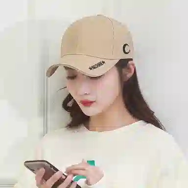 春夏季韩版刺绣月牙遮阳透气显脸小青年学生防晒百搭帽 优质纯棉帽 时尚鸭舌帽 男女同款情侣款