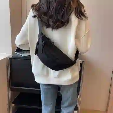 帕克熊 日系轻便男女学生休闲运动 帆布 斜挎包胸包背包腰包运动帆布包单肩包 常规 男女同款情侣款 桔色/米白色/粉色/红色/黑色