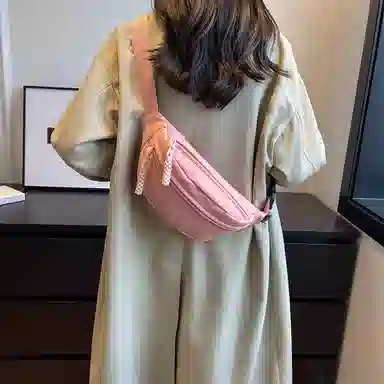 帕克熊 日系轻便男女学生休闲运动 帆布 斜挎包胸包背包腰包运动帆布包单肩包 常规 男女同款情侣款 桔色/米白色/粉色/红色/黑色