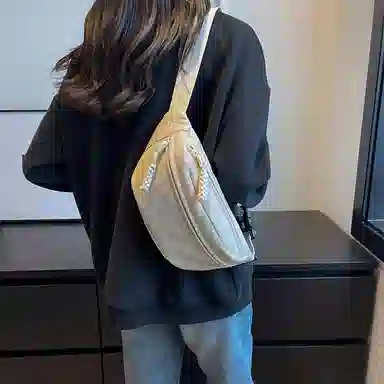 帕克熊 日系轻便男女学生休闲运动 帆布 斜挎包胸包背包腰包运动帆布包单肩包 常规 男女同款情侣款 桔色/米白色/粉色/红色/黑色