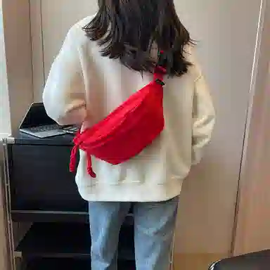 帕克熊 日系轻便男女学生休闲运动 帆布 斜挎包胸包背包腰包运动帆布包单肩包 常规 男女同款情侣款 桔色/米白色/粉色/红色/黑色