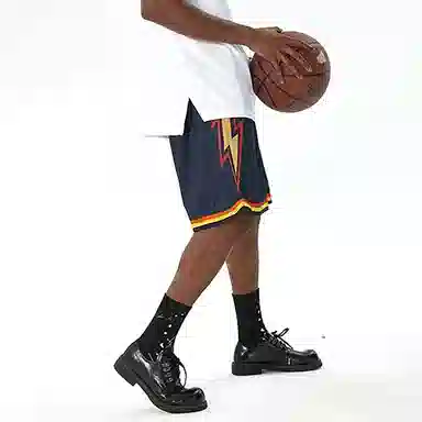 美式高街复古闪电元素网眼透气速干百搭运动 适用于多场景训练健身等篮球裤 男女同款