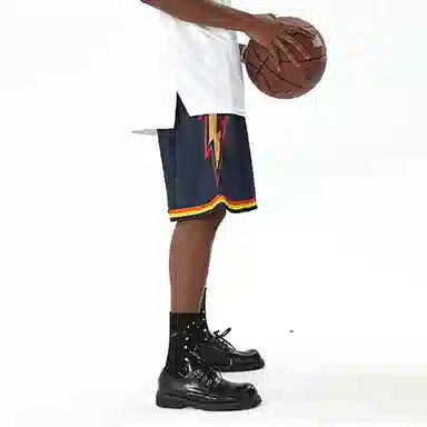 美式高街复古闪电元素网眼透气速干百搭运动 适用于多场景训练健身等篮球裤 男女同款