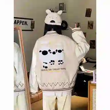 多风格复古潮流宽松舒适拼接外套棒球服 男女同款