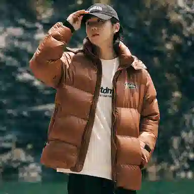 AMBER LIGHT Patchwork Logo Hoodie Coat