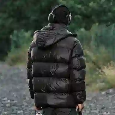 AMBER LIGHT Patchwork Logo Hoodie Coat