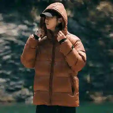 AMBER LIGHT Patchwork Logo Hoodie Coat