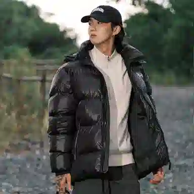 AMBER LIGHT Patchwork Logo Hoodie Coat