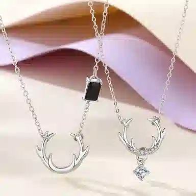 DAISY BEAUTY Deer Antler 925 Silver Necklace