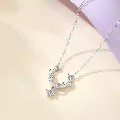 DAISY BEAUTY Deer Antler 925 Silver Necklace