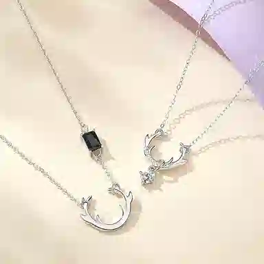 DAISY BEAUTY Deer Antler 925 Silver Necklace