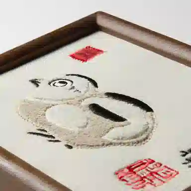 问童子 八大山人纪念馆 刺绣画 毛绒桌面装饰摆件高端艺术饰品 玩偶周边