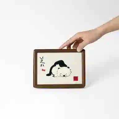 问童子 八大山人纪念馆 刺绣画 毛绒桌面装饰摆件高端艺术饰品 玩偶周边