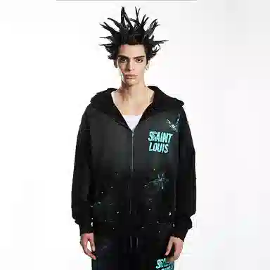 SSSAINT LOUIS Ink Logo Zip Hoodie