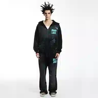 SSSAINT LOUIS Ink Logo Zip Hoodie