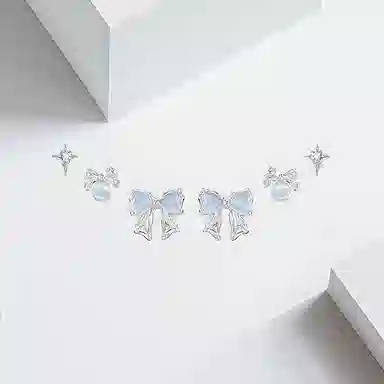 VEZA Ice Blue Bow Earrings Set