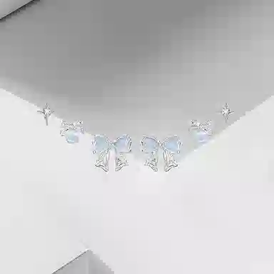 VEZA Ice Blue Bow Earrings Set