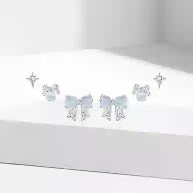 VEZA Ice Blue Bow Earrings Set