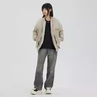 XINYINSU Retro Washed Wide-Leg Jeans Grey