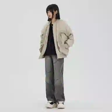 XINYINSU Retro Washed Wide-Leg Jeans Grey