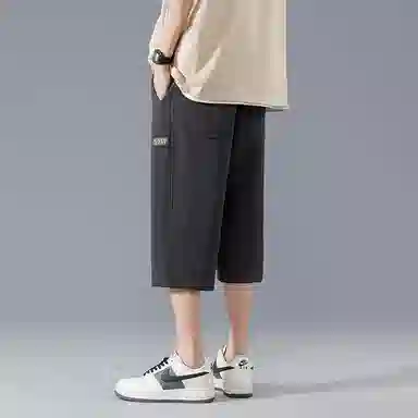 左岸 华夫格七分裤子男士夏季薄款潮流宽松直筒运动外穿大码休闲短裤 男款