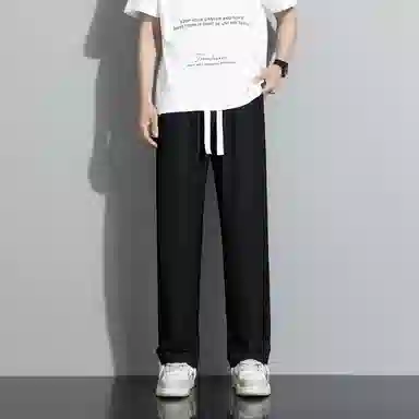 左岸 青少年港风潮流冰丝凉感纯色简约宽松柔软舒适透气直筒阔腿裤垂感轻便速干长裤休闲裤 男款