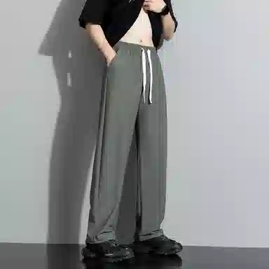 左岸 青少年港风潮流冰丝凉感纯色简约宽松柔软舒适透气直筒阔腿裤垂感轻便速干长裤休闲裤 男款