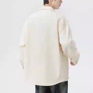 左岸 春秋青少年港风潮流百搭休闲宽松上衣舒适透气纯色衬衣潮牌设计感口袋工装风翻领开衫薄款外套衬衫 男女同款