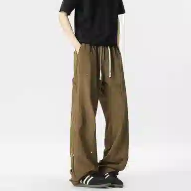 左岸 美式复古高街宽松直筒潮流运动长裤休闲裤 男款
