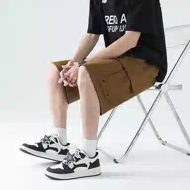 左岸 美式薄款宽松直筒五分裤潮牌工装短裤 男款