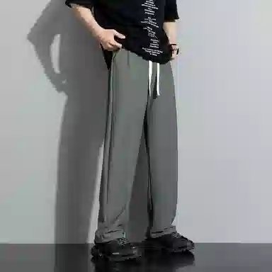 左岸 青少年港风潮流冰丝凉感纯色简约宽松柔软舒适透气直筒阔腿裤垂感轻便速干长裤休闲裤 男款