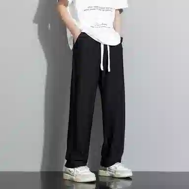 左岸 青少年港风潮流冰丝凉感纯色简约宽松柔软舒适透气直筒阔腿裤垂感轻便速干长裤休闲裤 男款