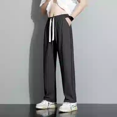 左岸 青少年港风潮流冰丝凉感纯色简约宽松柔软舒适透气直筒阔腿裤垂感轻便速干长裤休闲裤 男款
