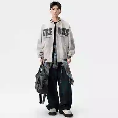 左岸  美式潮牌外套男春秋季痞帅立领休闲大码潮流穿搭夹克舒适棒球服 男款