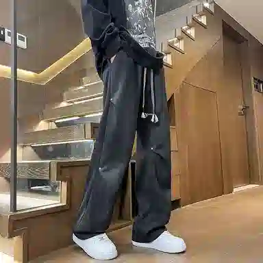 左岸 夏季美式高街风复古时尚百搭潮流个性扎染脏赃裤日常通勤户外活动宽松舒适透气吸汗冰爽帅气潮牌休闲裤 男款