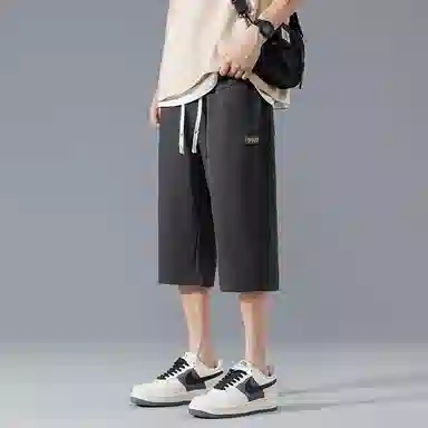 左岸 华夫格七分裤子男士夏季薄款潮流宽松直筒运动外穿大码休闲短裤 男款