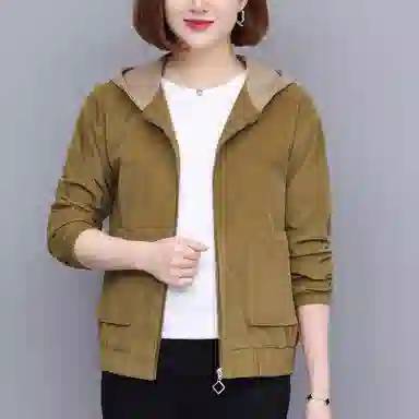 左岸 时尚简约美式潮流女士百搭长袖夹克设计立领背后字母印花舒适柔软宽松透气亲肤遮肉洋气减龄休闲户外运动日常通勤绒感外套 女款