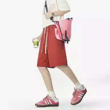左岸 夏季美式潮流裤设计感多线条宽松大码高街风百搭港风高级感五分抽绳休闲简约速干工装短裤 男款