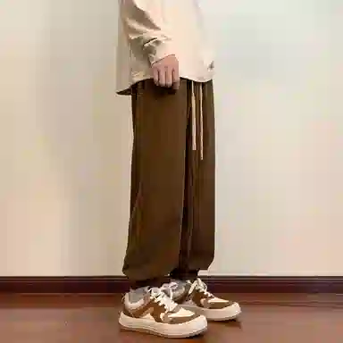 左岸 港风少年感帅气潮流灯芯绒印花卫裤加肥加大码宽松哈伦裤柔软舒适透气垂感轻便束脚裤长裤春秋休闲裤 男款