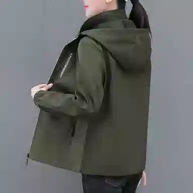 左岸 时尚纯色柔软简约轻便百搭多功能防风透气拉链长袖可脱卸帽外套休闲上衣夹克 女款