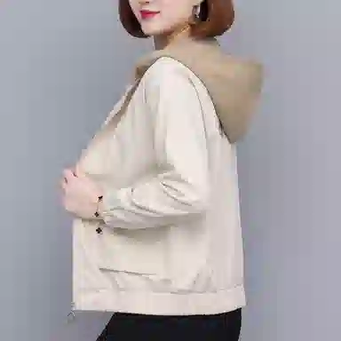左岸 时尚简约美式潮流女士百搭长袖夹克设计立领背后字母印花舒适柔软宽松透气亲肤遮肉洋气减龄休闲户外运动日常通勤绒感外套 女款