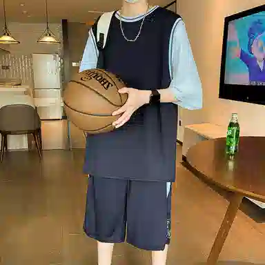 左岸 青少年冰丝速干学生篮球服帅气夏季透气宽松两件套休闲运动套装 男款