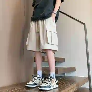 左岸 夏季美式潮牌宽松直筒机能裤复古大码休闲五分裤子工装短裤 男款