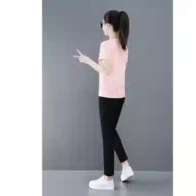 左岸 夏季冰感通勤日常百搭舒适吸汗透气速干柔软亲肤简约设计户外运动两件套休闲套装 女款