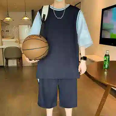左岸 青少年冰丝速干学生篮球服帅气夏季透气宽松两件套休闲运动套装 男款