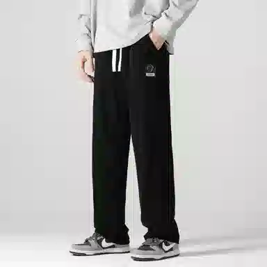 左岸 春秋港风少年感帅气潮流灯芯绒贴片绣花卫裤加肥加大码宽松直筒阔腿裤柔软舒适透气垂感轻便长裤休闲裤 男款