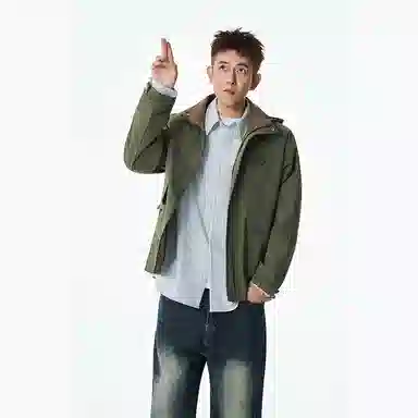 左岸 春秋季美式复古高街潮流撞色拼接百搭开衫连帽上衣休闲宽松舒适防风潮牌翻领工装风外套夹克 男款